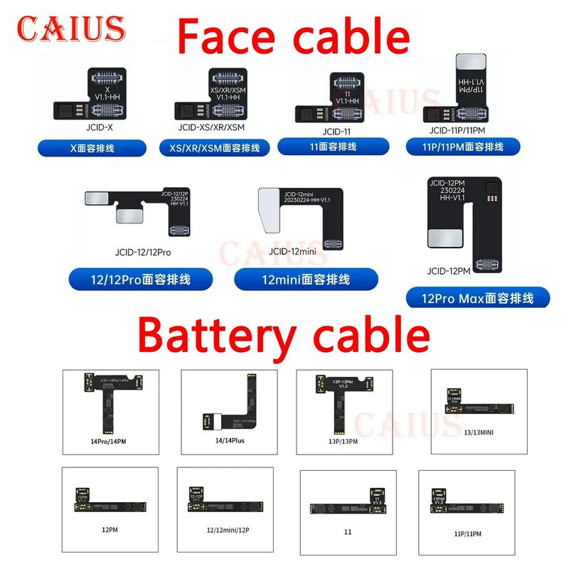 JCID-JC Tag Face Id Flex Cable pour iPhone X Poly XS MAX 1112 13 14 PRO MAX Mini Batterie, Dot Matrix Repair, Read and Write Data, Nouveau