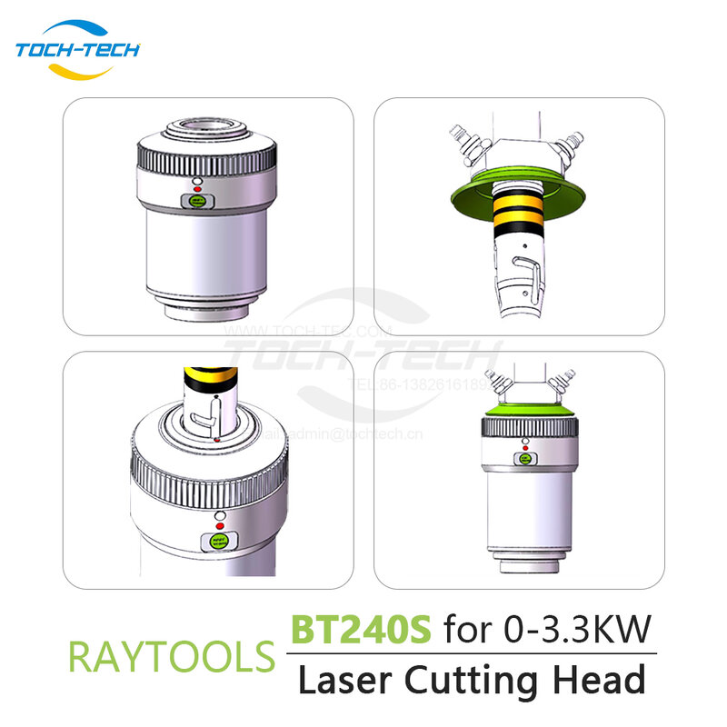Raytool-رأس القطع بالليزر الليفي ، عدسة التركيز التلقائي ، منخفضة الطاقة ، BT240S ل 0-3kW ، QBH Metal ، F125 مم ، 150 مللي متر ، 200 مللي متر