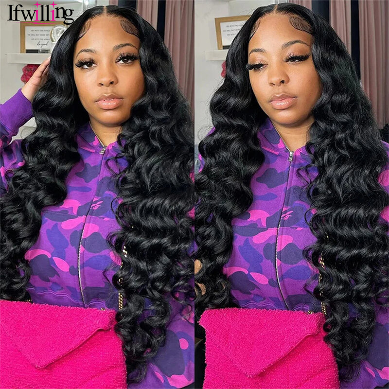 Loose Deep Wave Lace Frontal Wig HD Lace Wig 13x4 Lace Frontal Human Hair Wig Transparent Lace Frontal Wig Human Hair 250Density