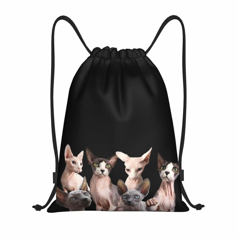Sphynx-mochila con cordón de gato para hombre y mujer, bolsa deportiva para gimnasio, Kawaii Kitten Shopping Sackpack
