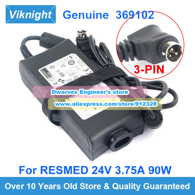 Genuine 90W AC Adapter ReSmed 369102 IP21 24V 3.75A for Resmed S9 Series VPAP RESMED CPAP Machines Power Supply Charger