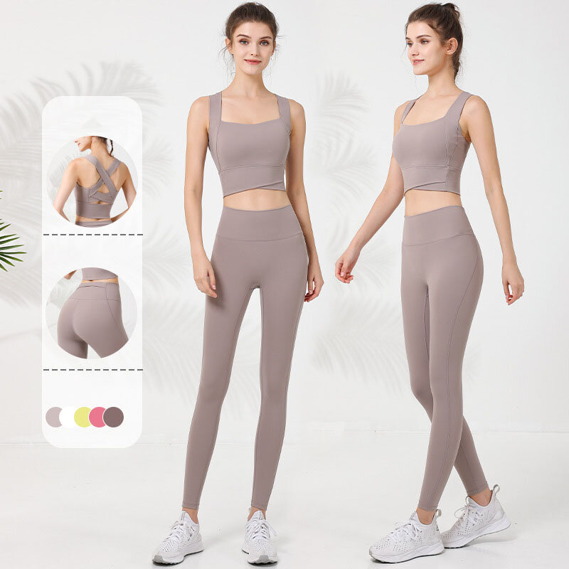 Conjunto de traje de Yoga deportivo para mujer, ajustado, adelgazante, cintura alta, levantamiento de cadera, Fitness, nuevo estilo