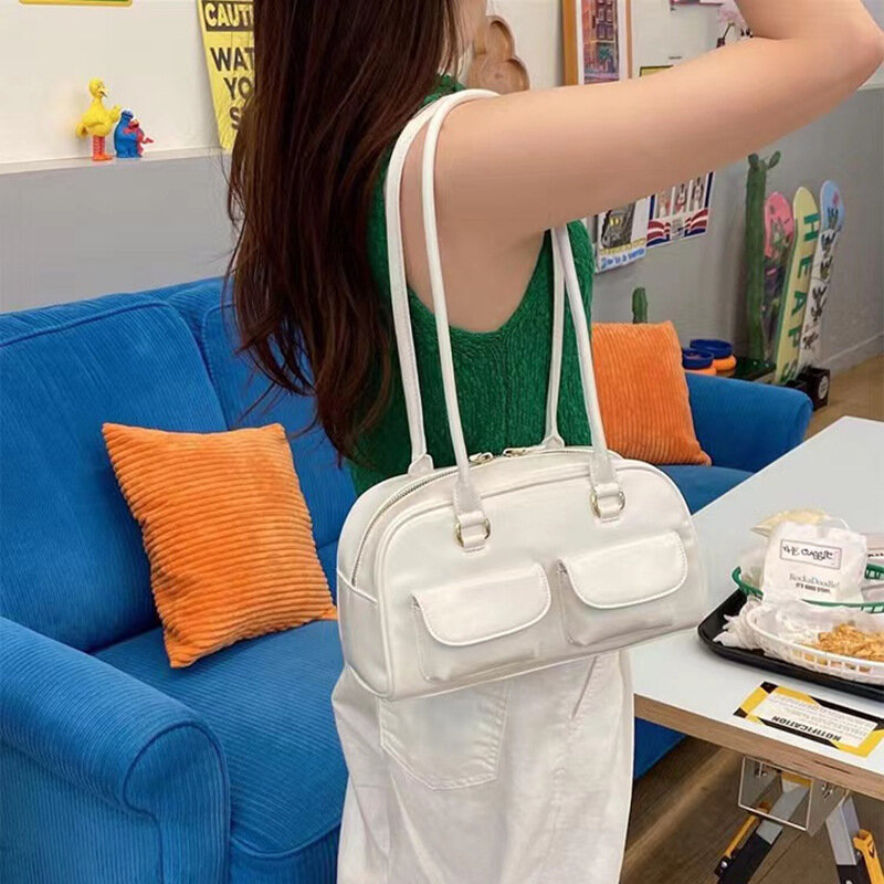 Korean internet celebrity single shoulder underarm bag standoil Bowling Bag STAND OIL Boston Tote Bag Leisure handbag for Women