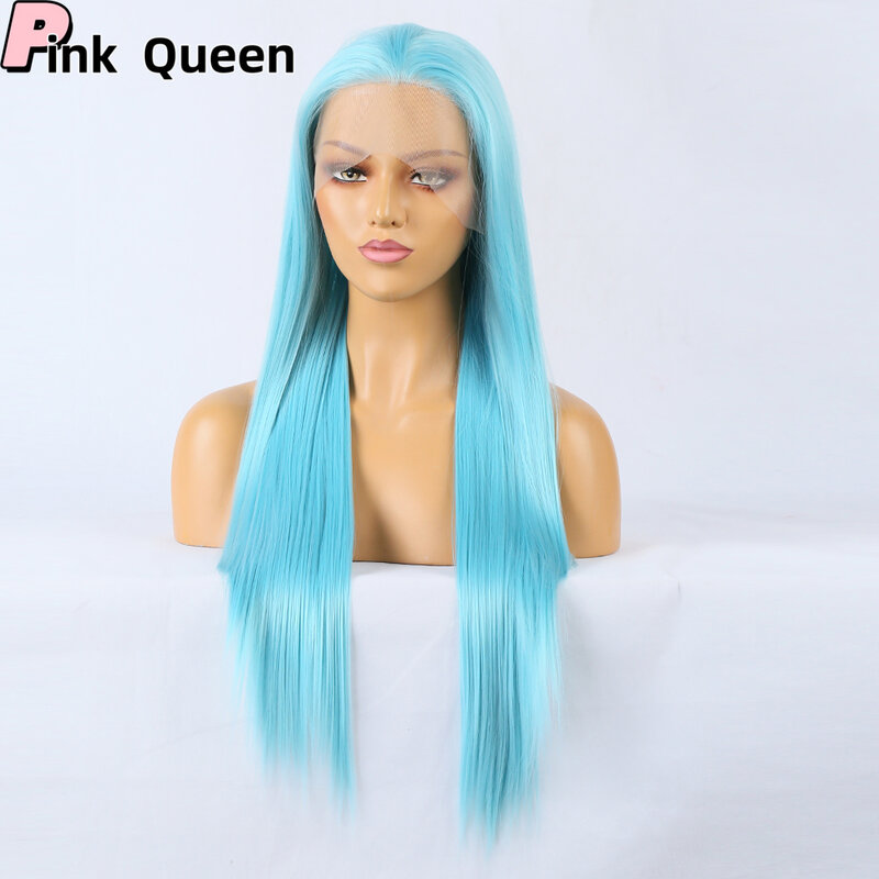 New Voguequeen pink Green purple blue yellow 13*2.5 Synthetic Lace Front Wig Long Straight High Temperature party cosplay Women