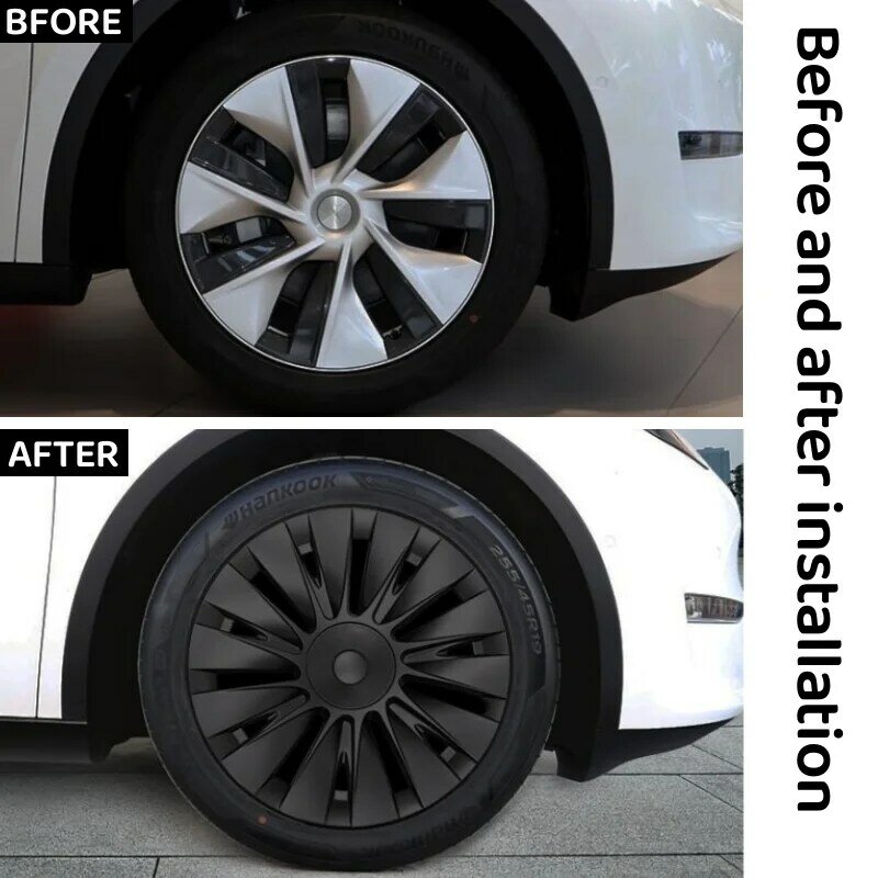 Tapa de cubo de rueda de repuesto para coche, accesorio de cubierta de llanta completa, rendimiento de 4 piezas, 19 pulgadas, para Tesla Model Y 2018-2024