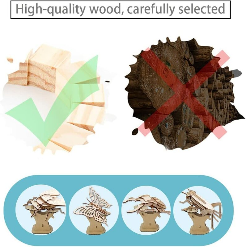 3D Wooden Insect Puzzle Animal Skeleton Assembly Model Puzzle DIY Wooden Crafts 3D Puzzle STEM Toys Gifts for Kids Adults Teens