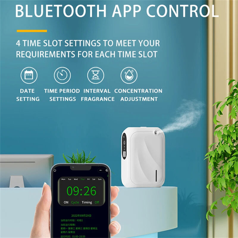 Zasięg 200m ³ zapachowa maszyna hotelowa rozpylacz zapachów dyfuzor olejków eterycznych ścienna do zapach do domu kontrola aplikacji Bluetooth