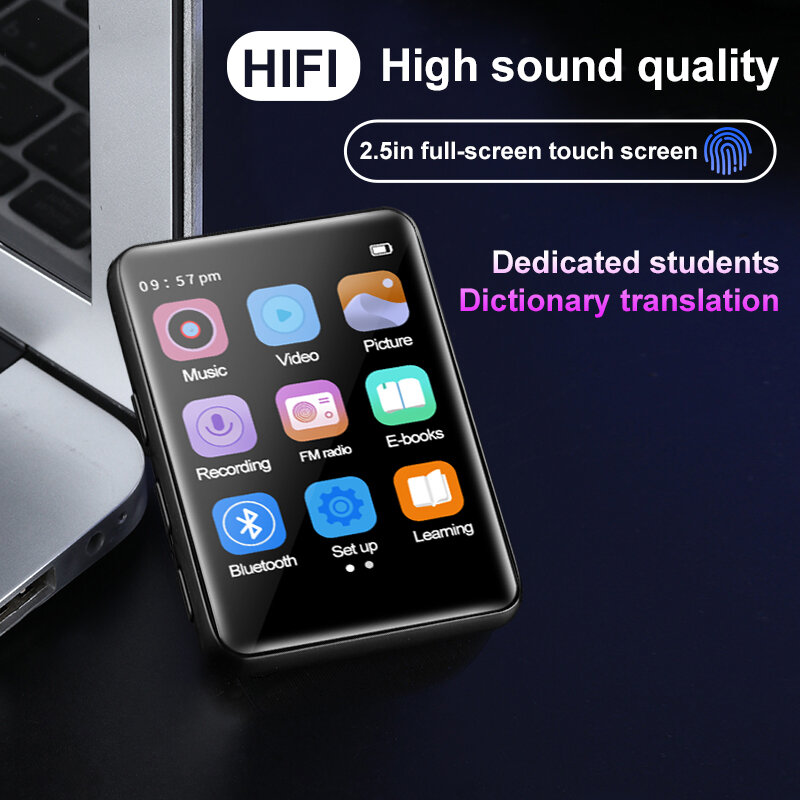 2.5 Inch Full Screen Mp3mp4 Walkman Student Versie Mini Ultra-Dunne Bluetooth Draagbare Touch Screen Mp5 Muziekspeler Ondersteuning auto