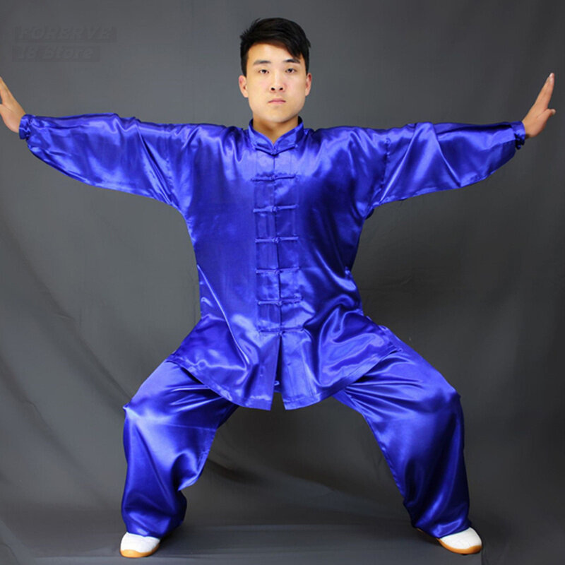 Tai Chi Performance Kleding Martial Arts Kleding Volwassenen Martial Arts Wing Chun Suit Effen Kleur Ochtendoefening Wushu
