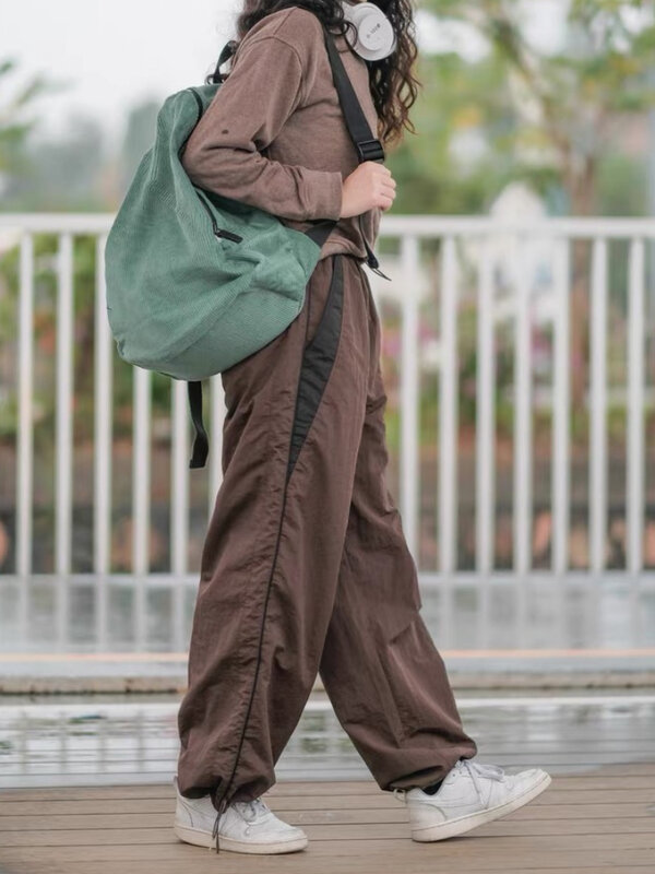 Mulheres Vintage Sweatpants Y2K Streetwear Baggy Parachute Track Calças Moda Coreana Oversized Hip Hop Wide Leg Joggers Calças