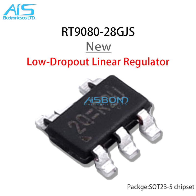 10 buah/lot RT9080-28GJ5 baru RT9080 Sot23-5 Mark 2Q = Regulator Linear Dropout rendah LDO IC