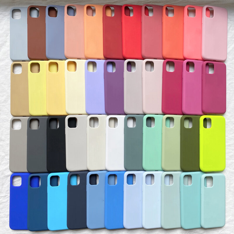 Capas de silicone originais para Apple iPhone, capas oficiais para iPhone 13, 11, 14, 15, 12 Pro Max, 13, 11, 15, 12 Pro, 7, 8, SE, 2020