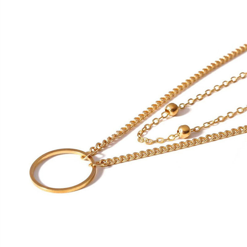 SUMENG Neue Ankunft 2023 Mode Moderne Choker Halskette Zwei Schichten Runde Halsketten Gold Farbe Halskette Halsband Schmuck Für Frauen