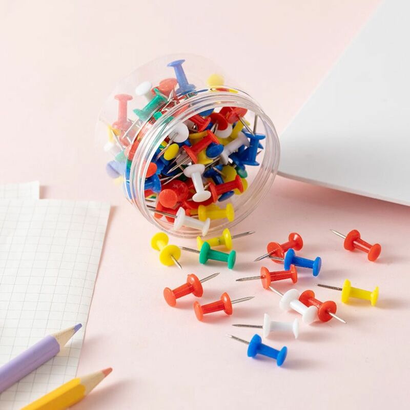 Tachinhas de polegar Mini Pushpin, Thumbtack simples pinos decorativos coloridos, botões plásticos duráveis, 100pcs