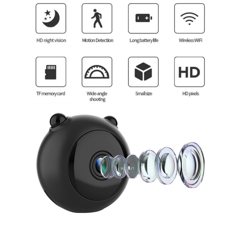 Minicámara HD con Sensor de visión nocturna, videocámara inalámbrica con Wifi, Monitor de bebé para casa y oficina, cámara de salpicadero DVR para coche, vigilancia de seguridad para mascotas