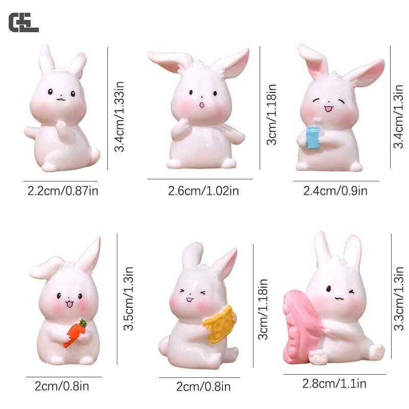 Mini cenoura coelho ornamento, desenho animado coelho estatueta, micro decoração paisagem, Dollhouse miniatura brinquedo, 1pc