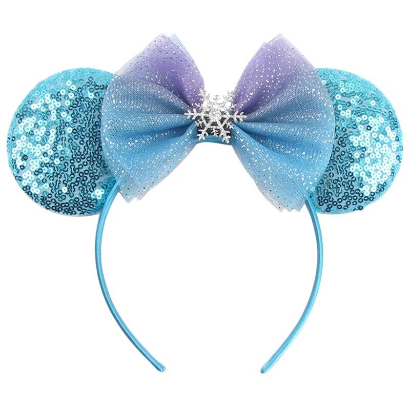 New Glitter Crown Hairband Girls Princess Party Headwear Sequins Mouse Ears Bow Headband Hair Accessories Kids Boutique Mujer