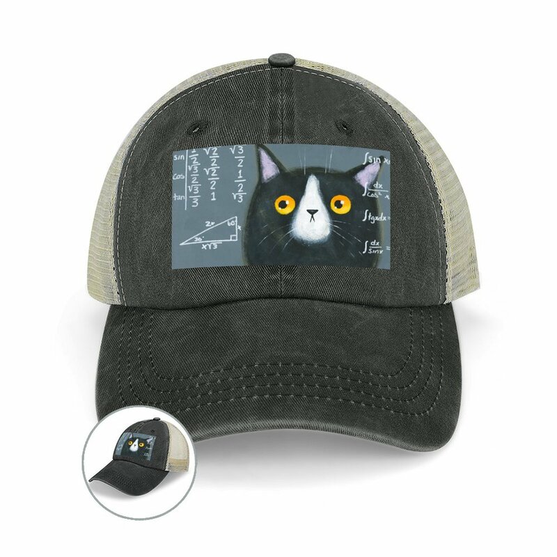 Topi koboi kucing matematika topi Trucker topi Anime topi pria untuk wanita 2024 pria