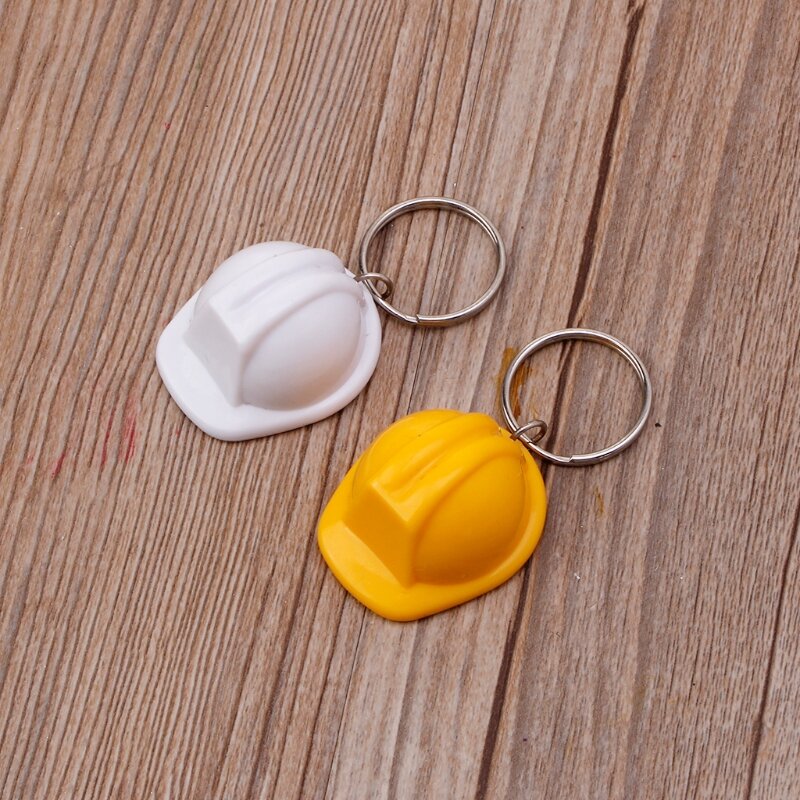Plastic+Alloy Hard Hat Keychain Safety Helmet Keychain Phone Pendant Bag Keyring Bag Pendant Charm Accessories for Men XXFB