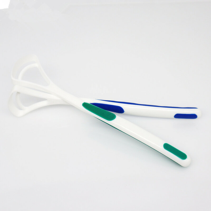 Mode nieuwe 2 stuks tong reiniger slechte adem nieuw warm uit hand schraper borstel silica handvat mondhygiëne tandverzorging schoonmaken
