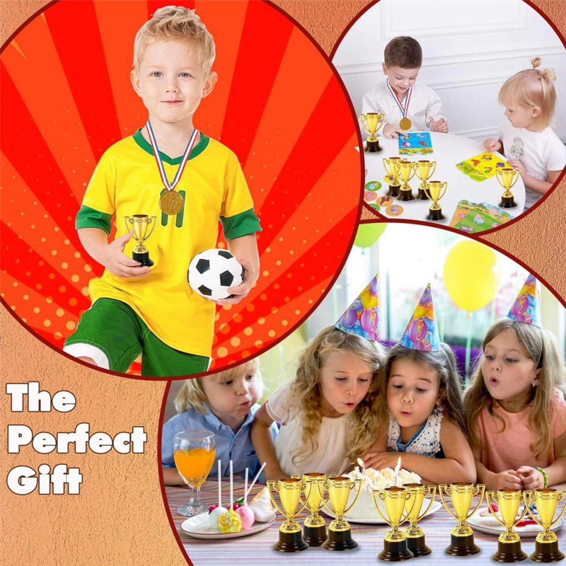 20 Pcs Mini Trophies and 20 Pcs Medals Awards , Winner Medals for Kids and Adults - Perfect for Party Favors