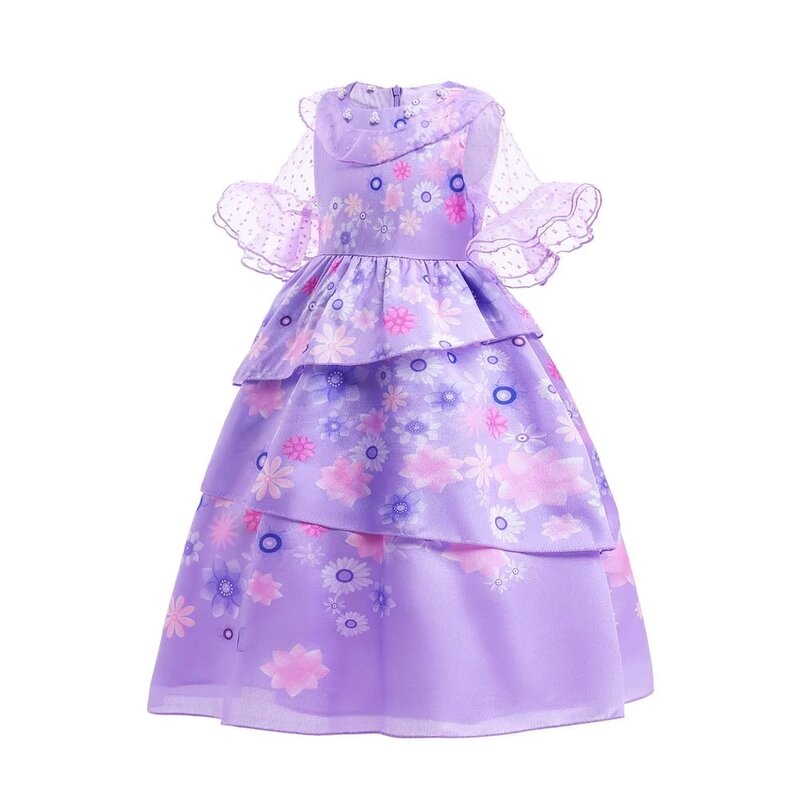 Flower Encanto Costume abito con ciondoli lazzella vestito da principessa per ragazza Fantasy Party Kid Clothes