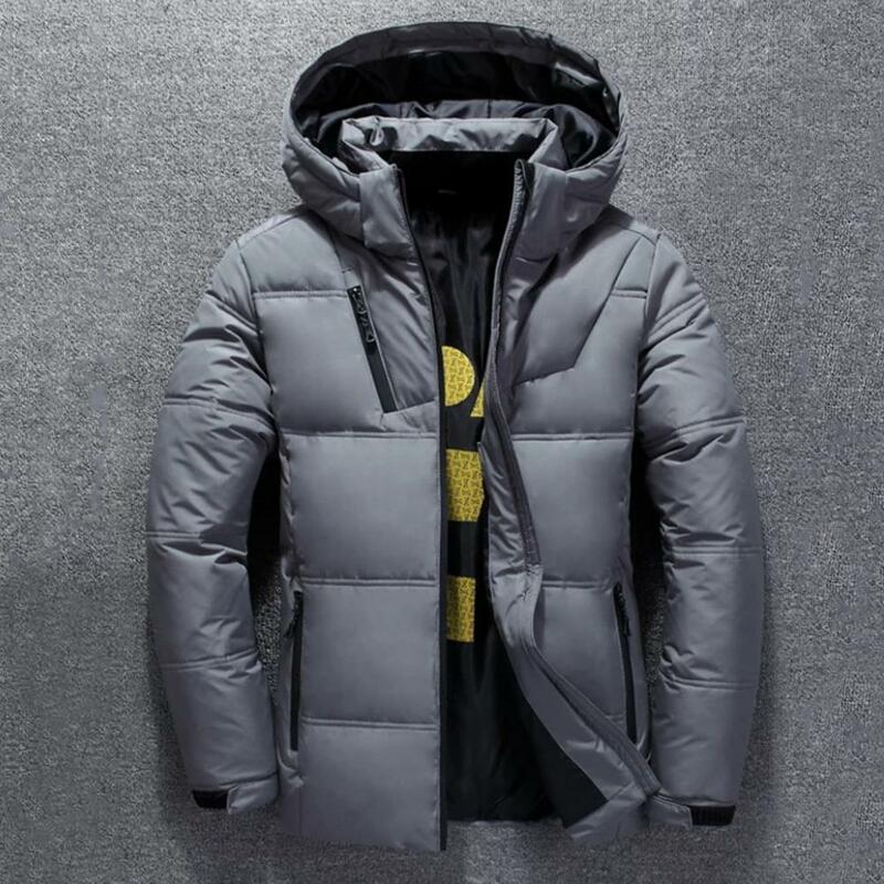 Hooded Winter Down Coat Cotton Padded Fashion Parkas Men Thicken Down Coat Casual Male Jacket All Match Waterproof Winter Jacket