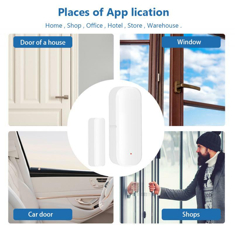 ZY Tuya Sensor jendela pintu WiFi, pintu rumah pintar detektor terbuka/tertutup melalui kontrol hidup pintar berfungsi dengan Alexa Google Home