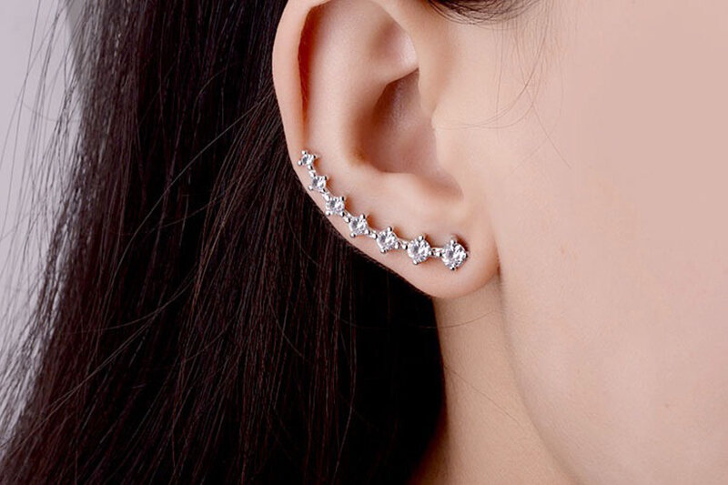 ALIZERO 925 Sterling Silver Full Cubic Zirconia Ear Stud Earrings For Women Earring Wedding Party Fashion Gorgeous Jewelry