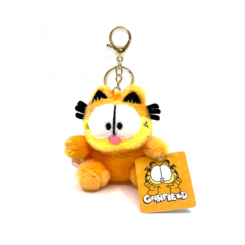 LLavero de dibujos animados de Garfield para niños y niñas, muñeco de peluche bonito de Anime Kawaii, decoración colgante de mochila creativa, regalos para niños