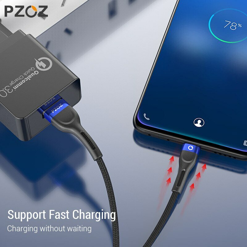 PzozマイクロUSBケーブル急速充電コードサムスンs7 xiaomi redmi note 5 pro Android携帯電話マイクロフォン充電器