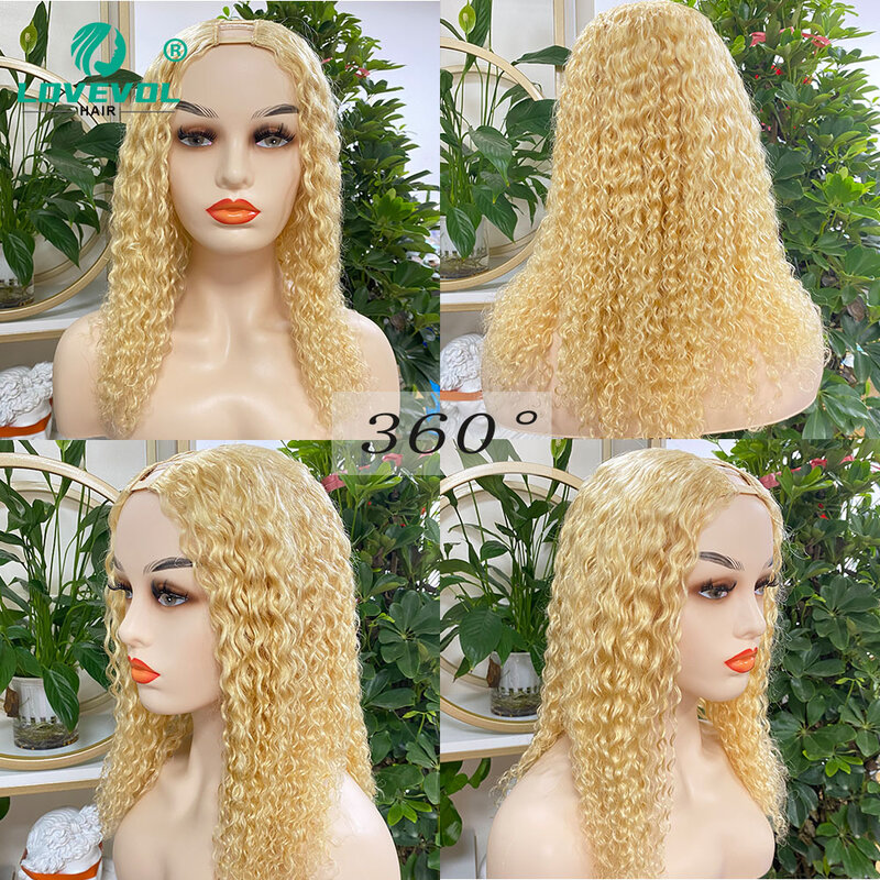 Wasserwelle u Teil Perücke 14 "-28" leimlose lockige Perücke u-förmige natürliche Haar perücke für Frauen brasilia nische lockige Perücken menschliches Haar Dichte