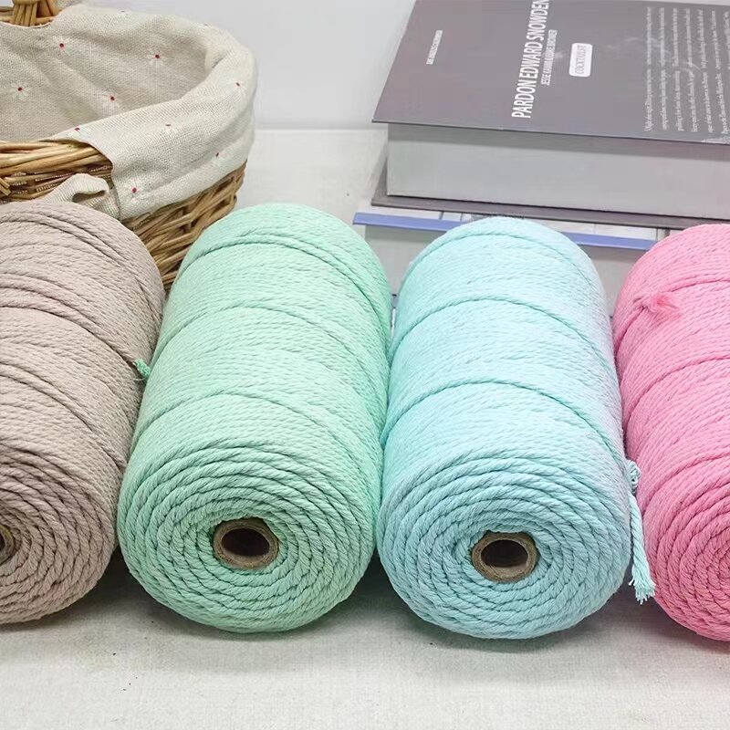 3mm Cotton Macrame Cord  Rope Colored Cotton Thread Macrame Materials DIY Crafts Crochet String for Christmas Wedding Home Décor
