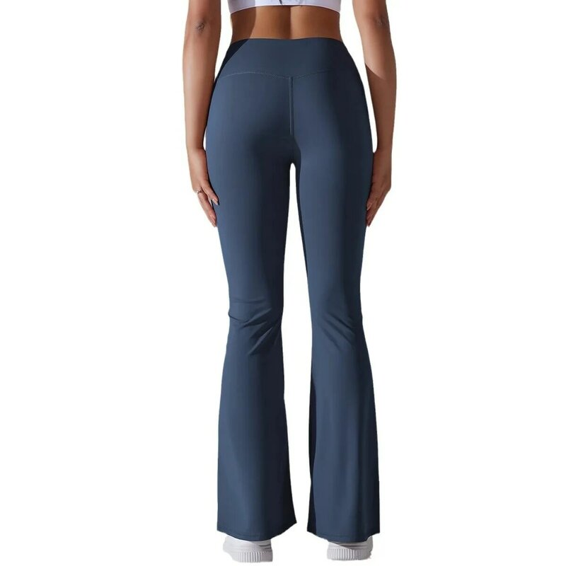 Однотонные расклешенные брюки, штаны для йоги для женщин, облегающие эластичные тренировочные брюки с высокой талией и широкими штанинами для фитнеса
