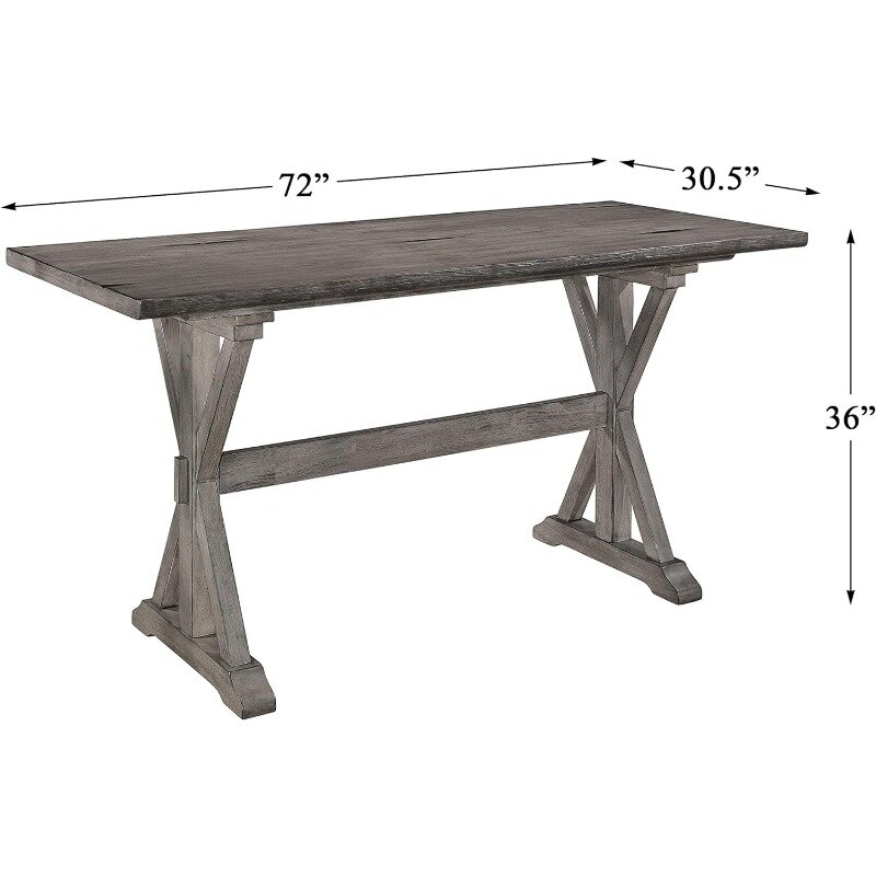 Amsoniaカウンター高さテーブル、グレー、72 "x 30.5"