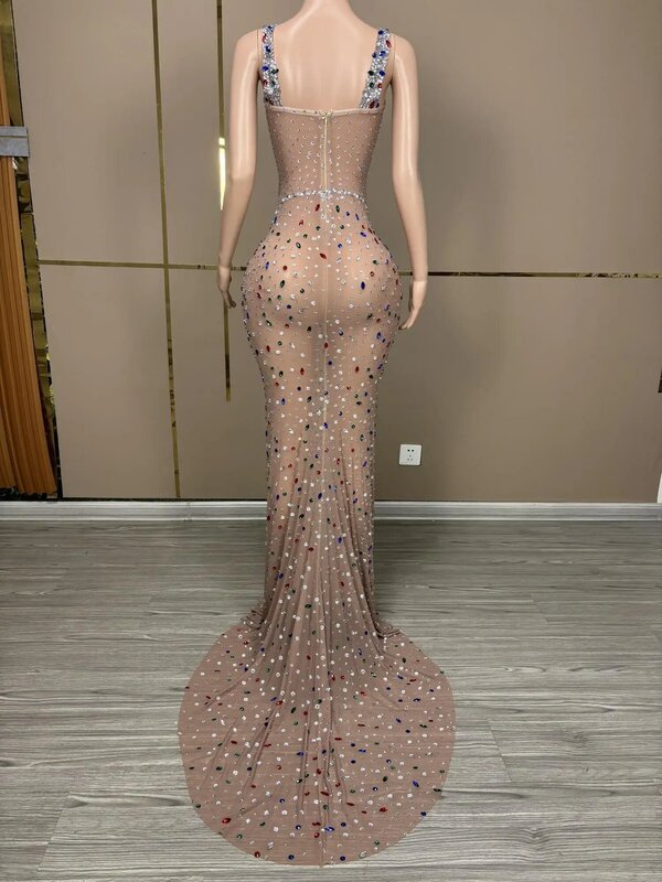 Sexy Long Prom Dresses 2024 Sexy Mermaid Halter Crystals Black Girls Sparkly Stones Prom Gala Gowns for Wedding Party Nihong