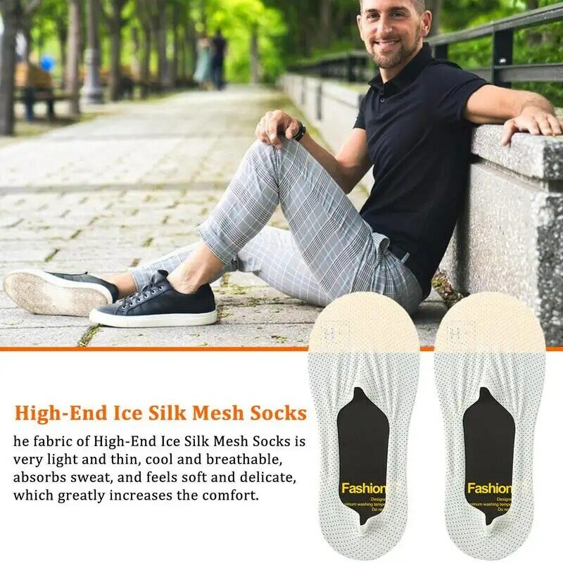 ถุงเท้าระบายอากาศสำหรับฤดูร้อนผ้าฝ้ายเนื้อบางพิเศษสำหรับผู้ชายถุงเท้าผ้าไอซ์ซิลิโคนพื้นกันลื่น