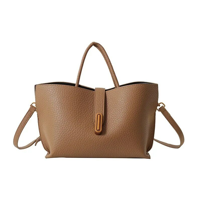 Advanced Texture Big Handbag Women's 2024 New Pure Color All-Matching Commuter Tote Korean Fashion Messenger Bag