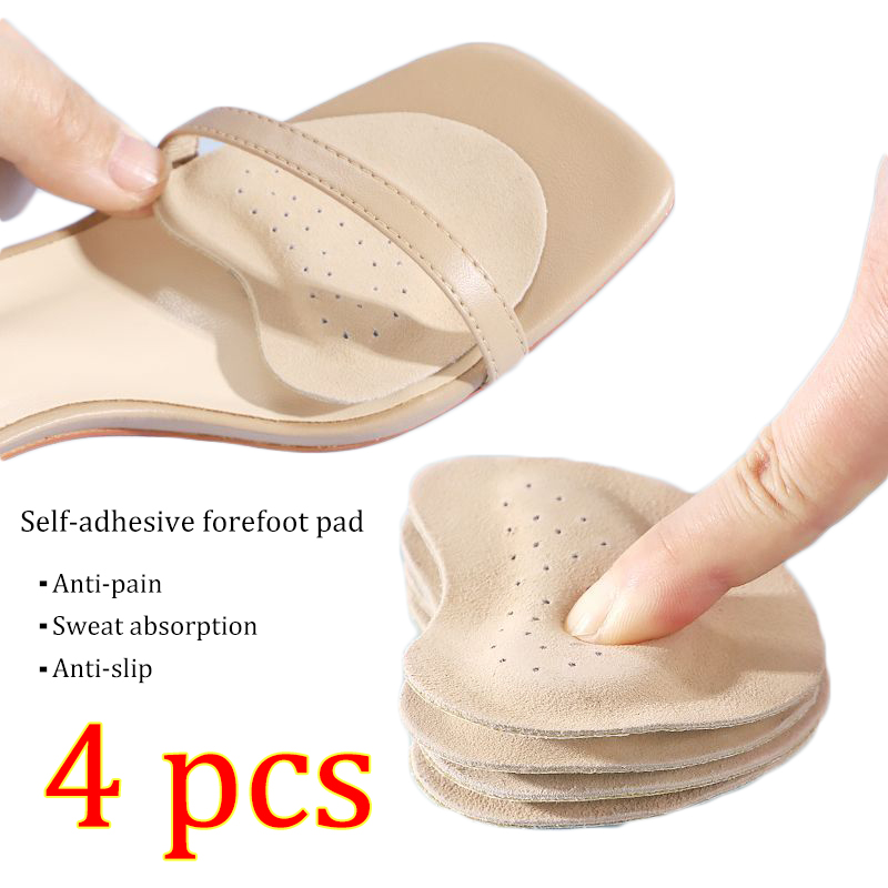 Almofada de antepé de couro para sandálias femininas, salto alto, palmilhas antiderrapantes, inserção adesiva, adesivos antiderrapantes