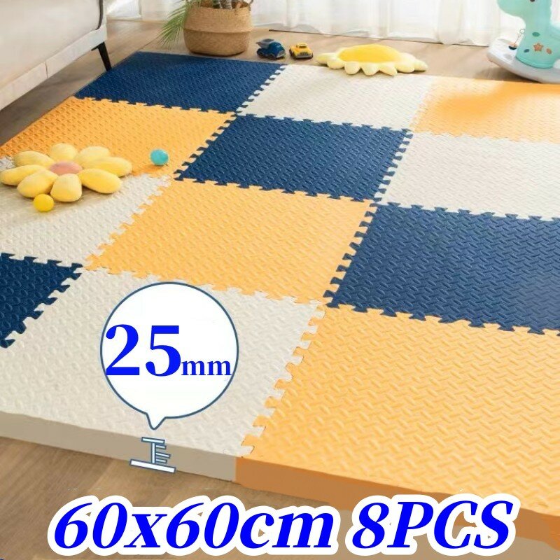 Tatame-alfombra de espuma para gatear, 8 piezas de rompecabezas de estera, esteras de juego para bebés, estera para pies, gimnasio para niños