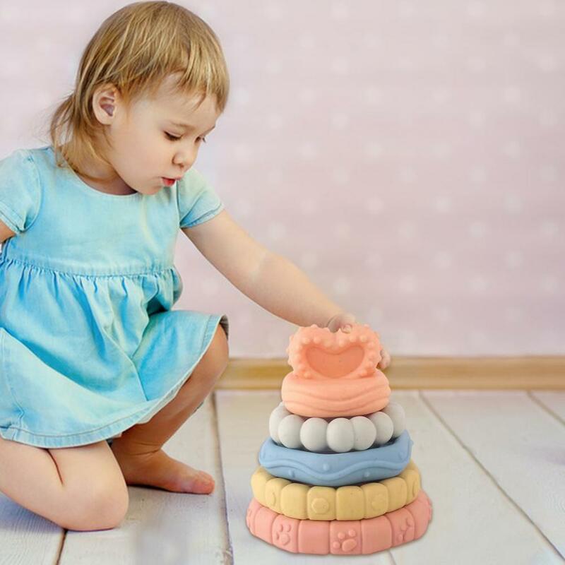 Mainan Puzzle untuk pengembangan bayi, mainan susun timbul warna-warni untuk bayi anak muda, mempromosikan pengembangan untuk bayi