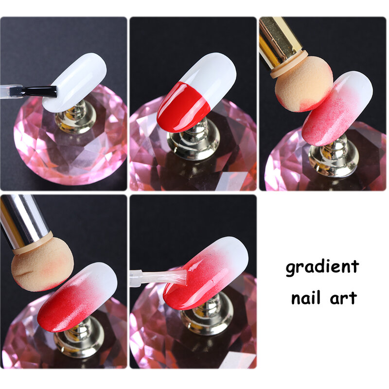Cabeça dupla Gradiente Esponja Pen, Nail Art Brushes, Gel acrílico, Glitter Em Pó, Ferramentas de Colheita, Suprimentos Manicure, LEB944