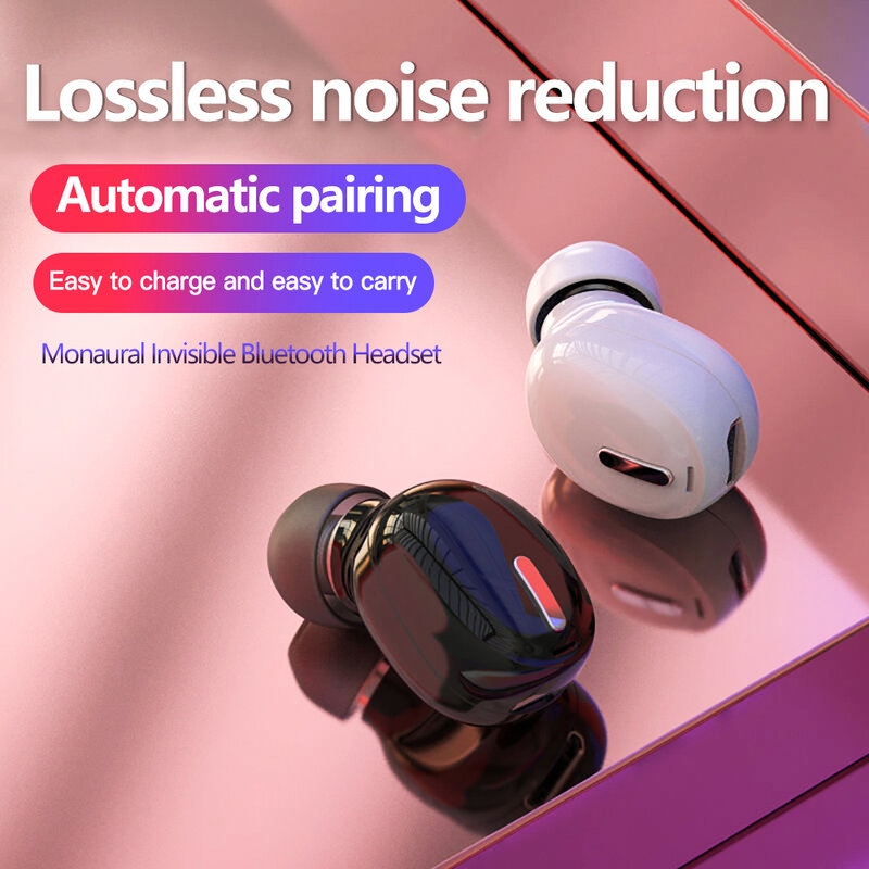 X9 headphone nirkabel Bluetooth 5.0, earphone dengan Mic Single in-Ear olahraga tahan air TWS earbud Bluetooth bebas genggam