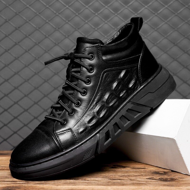 Hoge Kwaliteit Heren Lederen Casual Schoenen Lente Herfst Trend Platform Sneakers Gevulkaniseerde Schoen High-End Flats Schoenen Zapatos Hombres
