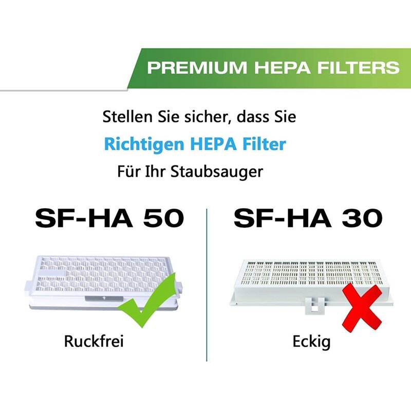Miele Airclean SF-HA HEPA 필터, 모델 S4,S5,S6,S8,S8000,S6000,S5000,S4000,Complete C1 & C2 & C3, 50, 4 팩
