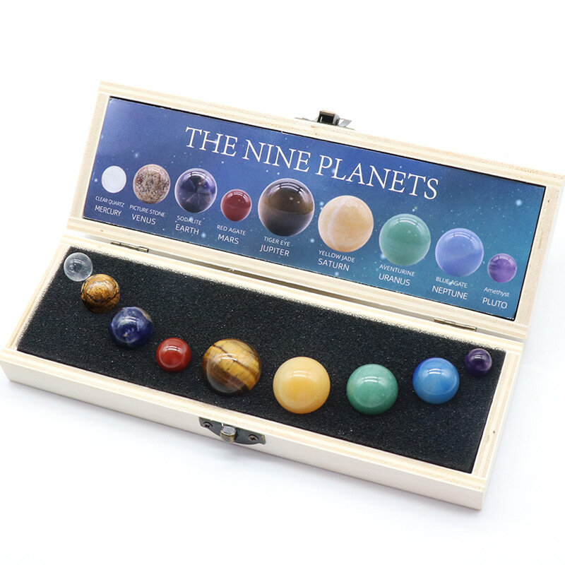Quartzo Natural Pedra Galaxy Modelo Globo, 9 Planeta Bola, Sistema Solar, Crystal Rock Cura, Reiki Chakra Energia Esfera, Moda