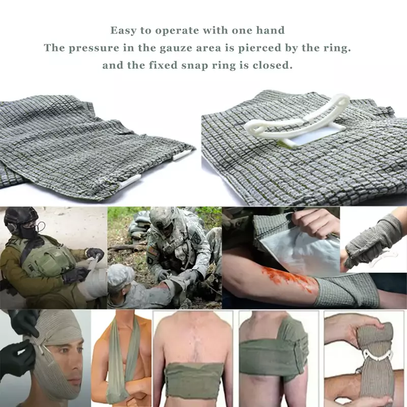 Tactical batalha militar compressão bandagem, Israel emergência bandagem, primeiro AidWrap, resgate médico, trauma ao ar livre, ferida vestir