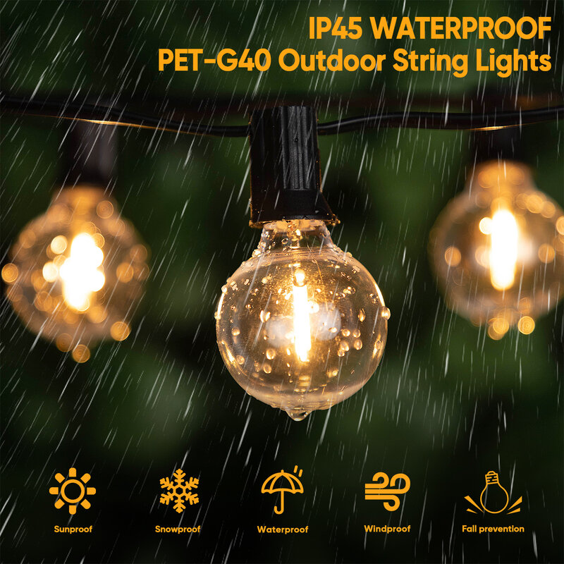Waterdichte G40 String Licht Shatterproof Plastic E12 1W Lampen Outdoor Slinger Eu Us Plug Koppelbare Kersttuin Decoratie
