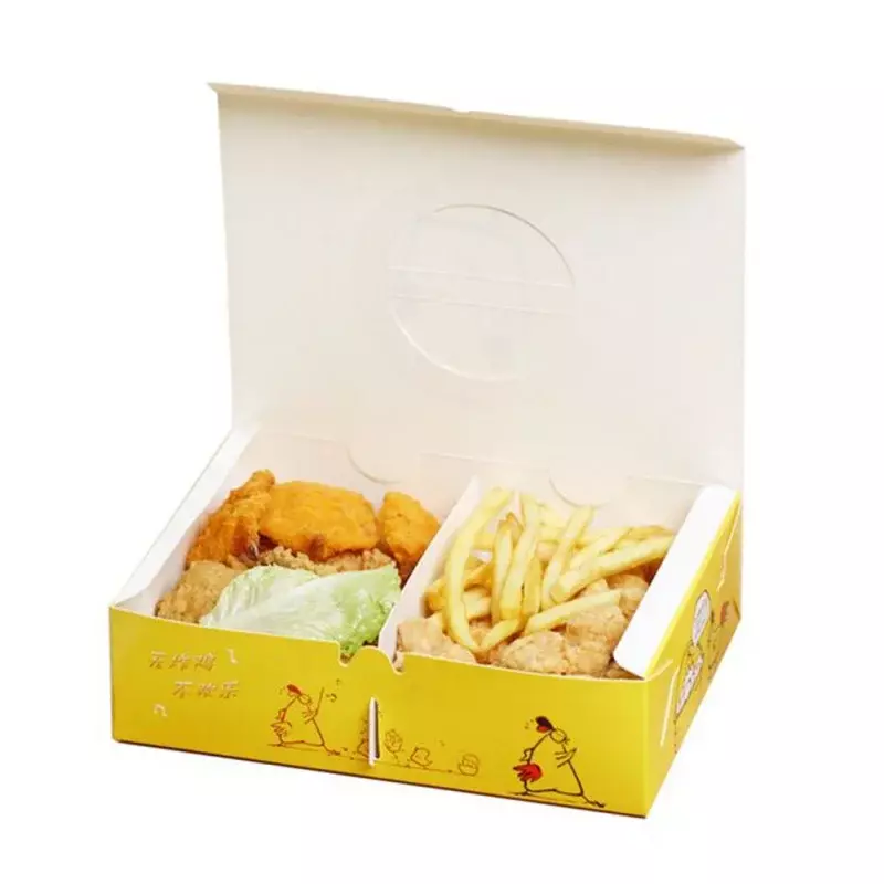 Produk kustom kotak kemasan burger ayam kertas kentang goreng kotak kemasan ayam goreng sekali pakai