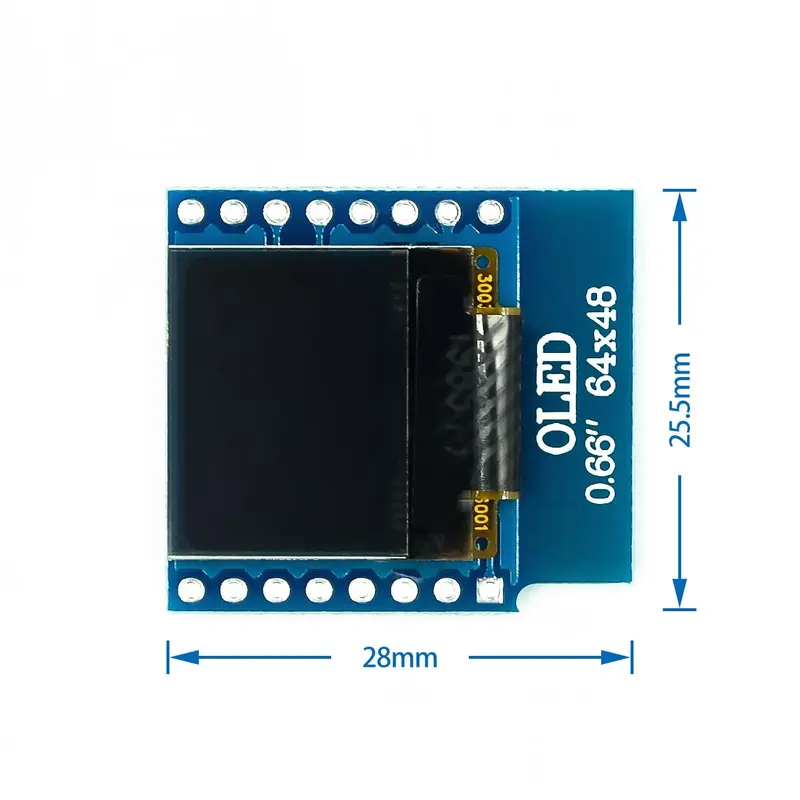 Modul peraga OLED 0.66 inci untuk WEMOS D1 MINI, modul ESP32 Arduino AVR STM32 64x48 0.66 "layar LCD IIC I2C OLED
